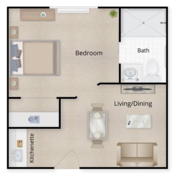 Floor Plans - One Bedroom Deluxe- 378 sq ft