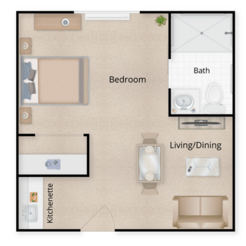 Floor Plans - One Bedroom - 324-360 sq ft